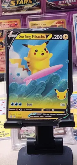 2021 Near Mint NM Pokemon Surfing Pikachu VMAX 008/025 Full Art Celebrations - Image 1