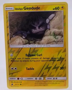 Alolan Geodude - 32/111 - Common Reverse Holo - Crimson Invasion - Pokemon Card - Image 1
