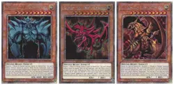 Yu-Gi-Oh RA04 Egyptian God Card Set Obelisk/Slifer/Ra Platinum Secret Rare - Image 1