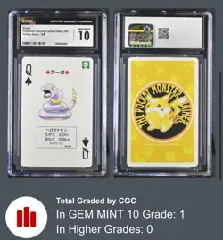 Pokemon Yellow Ekans Queen of Spades Playing Poker Card 1996 CGC 10 • POP 1 - Image 1