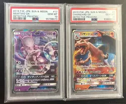PSA 10 Mewtwo 017/024 Charizard 007/024 GX Detective Pikachu Pokemon card - Image 1