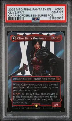 Magic MTG Final Fantasy Clive Ifrits Dominant #0530 *SURGE FOIL* GEM MINT PSA 10 - Image 1