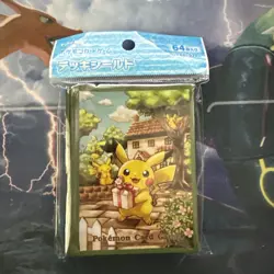 Pokemon Center Japan Sleeves (64) Pikachu Gift Green Border New & Sealed - Image 1
