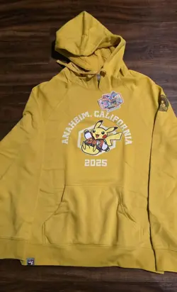 2025 Pokemon World Championships Yellow Pikachu Hoodie M Medium - Image 1