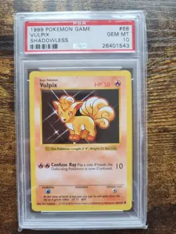 1999 Pokemon Vulpix Base Set Shadowless #68/102 PSA 10 Gem Mint - Image 1