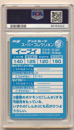 1999 POKEMON JAPANESE MEIJI EIEVUI EEVEE PROMO EMBOSSED PSA 9 - Image 2