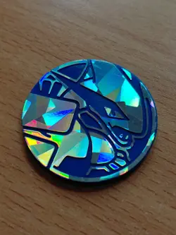 Lugia Cracked Ice Holo Pokemon Coin Silver Prismatic Rainbow Holo Pattern - Image 1