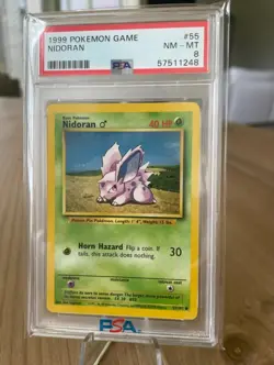 1999 Pokemon Game Nidoran #55 Base Set PSA 8 NM-MT - Image 1