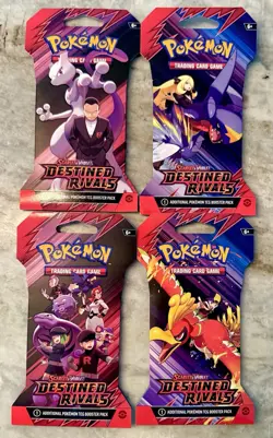 POKEMON DESTINED RIVALS Sleeved Packs Set of 4 (Full Art Set) New & Factory Seal - Image 1
