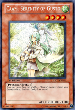Caam, Serenity of Gusto [HA05-EN041] Secret Rare Lightly Played Unlimited - Yugi - Image 1