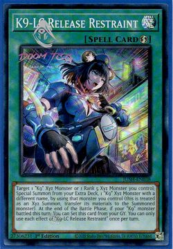 Yugioh! K9-LC Release Restraint JUSH-EN038 (Super Rare) 1st Ed "K9 Deck Support" - Image 1