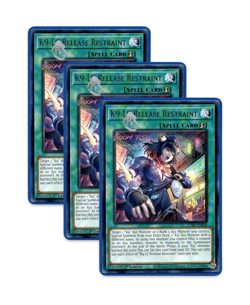 Yugioh! K9-LC Release Restraint JUSH-EN038 (Rare) 1st Ed 3x "K9 Deck Support" - Image 1