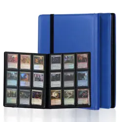 Trading Card Binder with strap 9 Pocket, Premium Leather Cards Album with 360... - Image 1