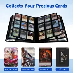 Trading Card Binder with strap 9 Pocket, Premium Leather Cards Album with 360... - Image 4