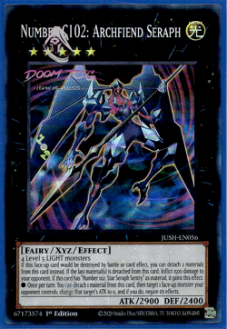 Yugioh! Number C102: Archfiend Seraph JUSH-EN056 (Super Rare) 1st Ed - Image 1