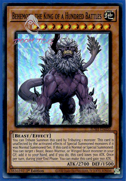 Yugioh Behemoth the King of a Hundred Battles JUSH-EN050 (Super Rare) 1st Ed - Image 1