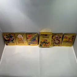 Pokemon Gold Foil Metal Cards Lot of 5 V, GX, VMAX, Collectible TCG Replica Set - Image 2