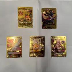 Pokemon Gold Foil Metal Cards Lot of 5 V, GX, VMAX, Collectible TCG Replica Set - Image 5
