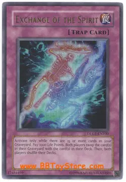 Yu-Gi-Oh Card - DLG1-EN100 - EXCHANGE OF THE SPIRIT (ultra rare holo) - NM - Image 1