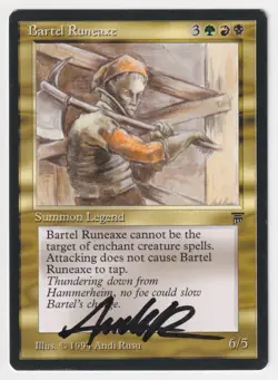 Signed Bartel Runeaxe Proof MP Legends Artist Andi Rusu 1994 MTG Magic AP Rare! - Image 1
