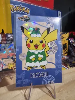 Pokemon Merry Christmas Card Database - Green Christmas Elf Pikachu - Image 2