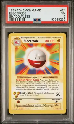 1999 POKEMON GAME SHADOWLESS #21 ELECTRODE PSA 7 - Image 1