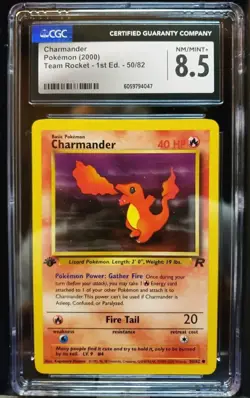 2000 Pokemon Charmander Team Rocket 1st Edition 50/82 CGC 8.5 NM/MINT+ - Image 1