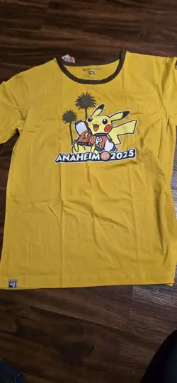2025 Pokemon World Championships Yellow T-shirt Pikachu Large - Image 1