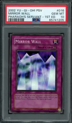 2002 Yu-Gi-Oh! PSV-016 1st Edition Mirror Wall NA English PSA 10 GEM MINT - Image 1
