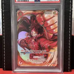 Luffy Signature Parallel SR PSA10 One Piece Card OP05 Red Leader Rare - Image 1