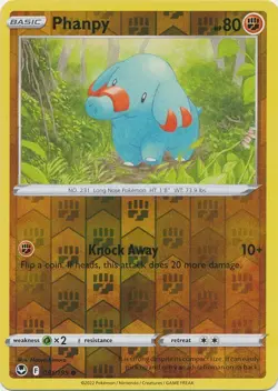 Phanpy 091/195 Reverse Holo Silver Tempest Pokemon Card - NM - Image 1