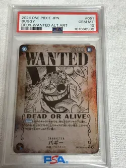 Buggy Wanted Poster Parallel PSA10 One Piece Card OP09-051 Yonko Cross Guild - Image 1