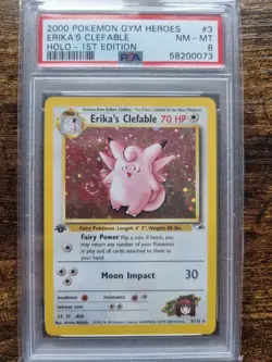 2000 Pokemon Gym Heroes 1st Edition 3 Erika's Clefable PSA 9 SWIRL - Image 1