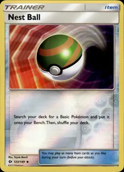 Nest Ball - Reverse Holo - Sun & Moon Base Set 123/149 - NM - Pokemon - Image 1