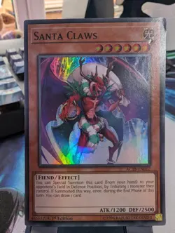 YuGiOh! Santa Claws AC18-EN012 Super Rare 1st Ed - Image 1