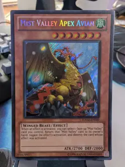 YuGiOh! Mist Valley Apex Avian HA02-EN049 Secret Rare 1st Ed - Image 1