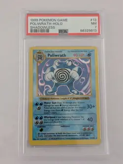 POLIWRATH Base Set Shadowless Holo Rare #13 PSA 7 Vintage Pokemon TCG - Image 1