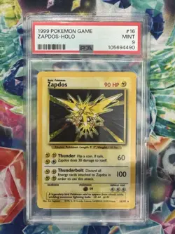 1999 POKEMON BASE SET UNLIMITED HOLO #16 ZAPDOS NEW CERTIFICATION PSA 9 - Image 1