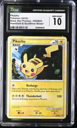 Pikachu HGSS03 Holo Black Star Promo CGC 10 SWIRL Pokemon Card 2010 - Image 1