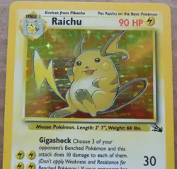 Raichu 14/62 Rare Holo Fossil Set Pokemon Card MP - Image 2