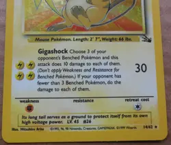 Raichu 14/62 Rare Holo Fossil Set Pokemon Card MP - Image 3