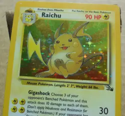 Raichu 14/62 Rare Holo Fossil Set Pokemon Card MP - Image 2
