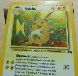 Raichu 14/62 Rare Holo Fossil Set Pokemon Card MP - Image 3