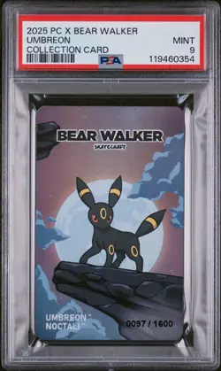 2025 Bear Walker x Pokemon Center Skateboard Card Umbreon /1600 PSA 9 - Image 1