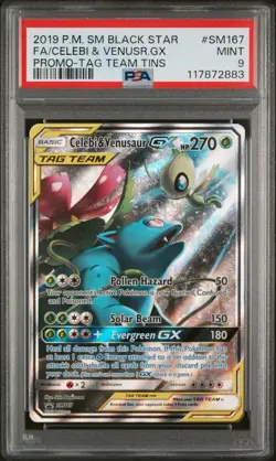 Celebi & Venusaur GX Tag Team - SM167 - SM Promo Alt Art Pokemon Card - PSA 9 - Image 1