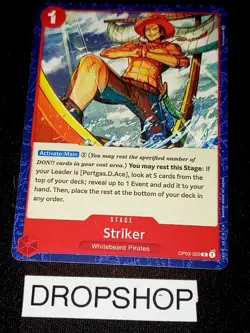 CARTE ONE PIECE ANGLAISE OP03-020 STRIKER MINT OP03 ENGLISH CARD - Image 1