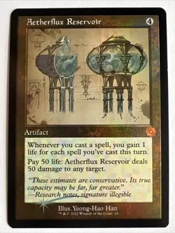 Mtg Brother's War Aetherflux Reservoir Retro Frame Schematic FOIL NM - Image 1