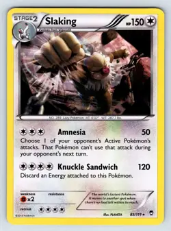 Slaking 83/111 Furious Fists Holo Rare Pokemon Card LP - Image 1