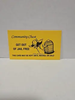 1996 Monopoly Get Out Of Jail Free Community Chest Replacement Card - Image 1