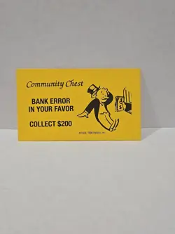 1996 Monopoly Bank Error In Your Favor Community Chest Replacement Card - Image 1